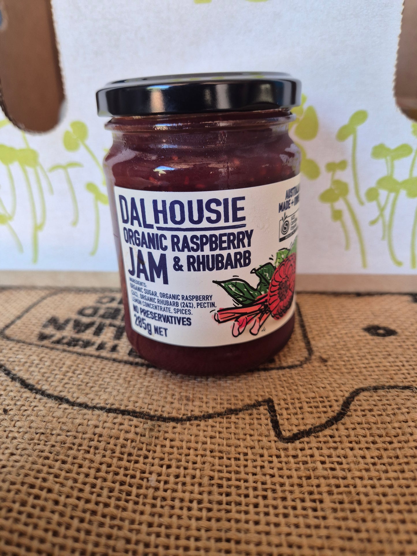 Jam Raspberry and Rhubarb Certified Organic