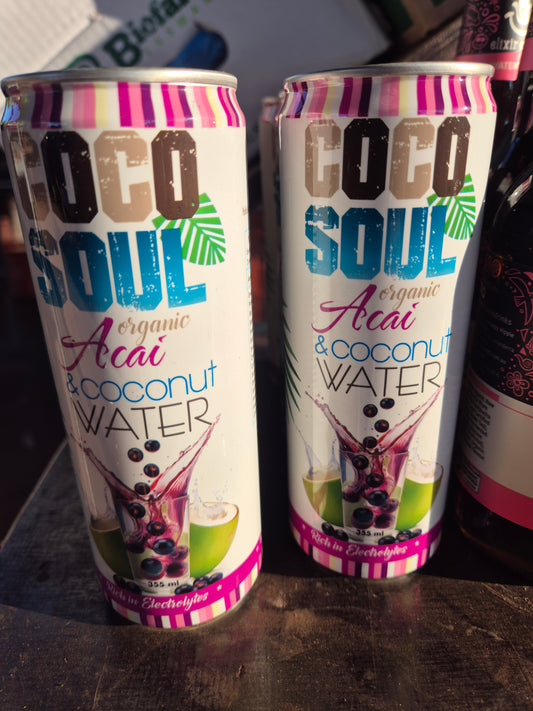 Coconut water with acai 355ml can Certified organic
